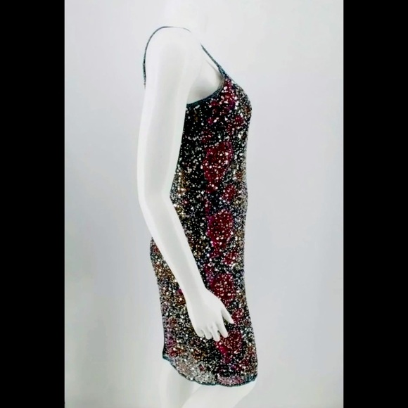 Woman’s Cocktail Dress 10 Adrianna Papell Prom Evening Beaded Sequence Sheath - Picture 14 of 16